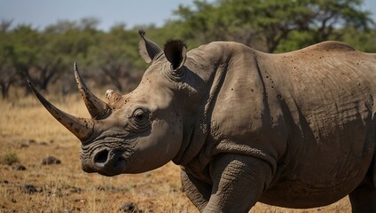 Fototapeta premium Rhinoceros on safari in Kruger Park, South Africa.