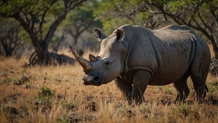 Obraz premium Rhinoceros on safari in Kruger Park, South Africa.