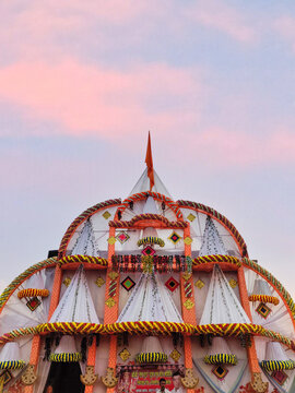Decorated Durga pandal during Durga puja festival
