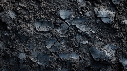 Textured black soil surface isolated