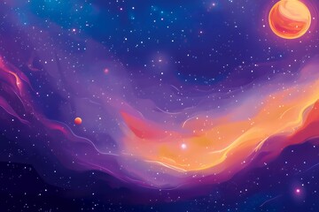 Obraz premium Cosmic Nebula with Stars and Planets