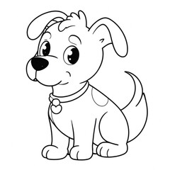 Fototapeta premium cartoon dog coloring book pages, black and white designs for kids and toddlers, a resource for preschool teachers 