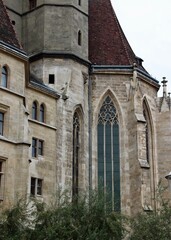 Close-up View of Historic Minoritenkirche Church in Vienna, Austria – Gothic Architecture
