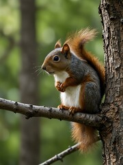 Squirrel perched on a branch.