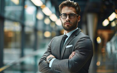 Fototapeta premium Successful mid business man looking at camera