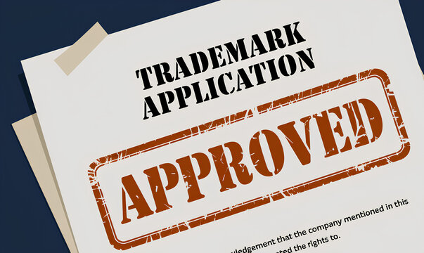 Trademark application approval stamp