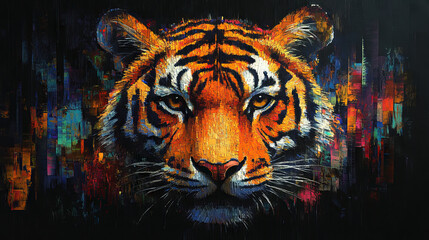 Colorful abstract tiger and background.