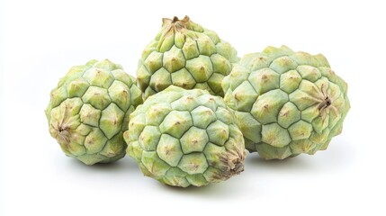 Fototapeta premium Whole ripe sugar apple also known as custard apple isolated on a white background showcasing its exotic tropical appeal