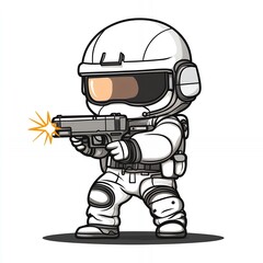 Minimalistic Line Art of a Soldier Holding a Gun