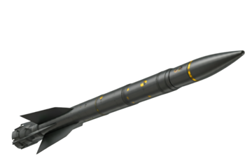  image of Military missile with a warhead on white background