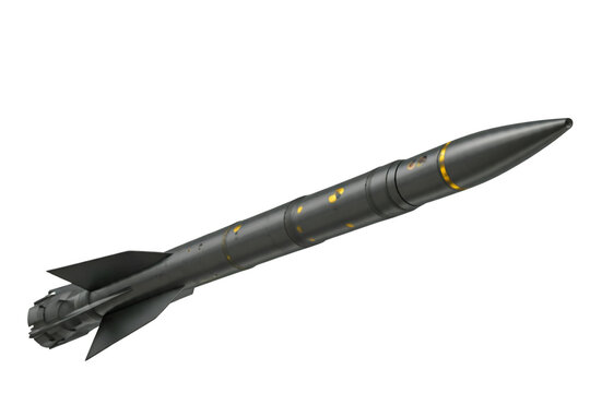  image of Military missile with a warhead on white background