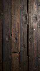 Naklejka premium Aged rustic barn floor with dark wooden planks knots grain and small gaps