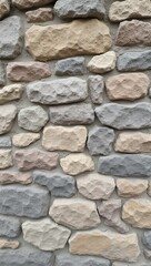 Fototapeta premium Rugged stone wall background in shades of gray beige and brown