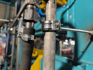 pipe tightened with a clamp high-quality photo
