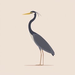 Obraz premium Elegant Heron Silhouette in Flat Design Artwork for Nature Logo