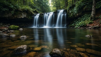 Waterfall hidden in the woods.