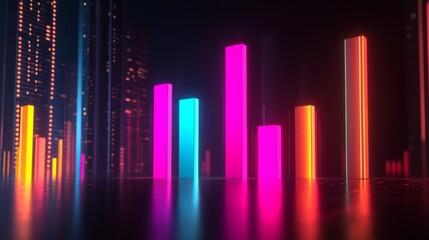 Colorful Neon Bars on Dark Background