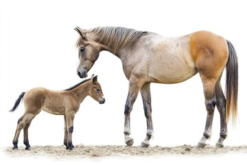 Obraz premium Adorable Foal with Mother Horse. Isolated on Transparent Background
