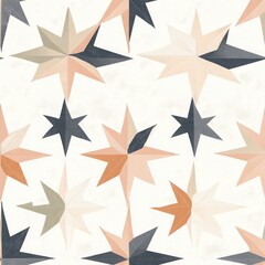 Obraz premium A geometric pattern featuring stars in soft colors like peach, gray, and navy, creating a stylish and modern aesthetic.