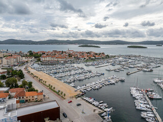 Croatia - Biograd - Dalmatia - beautiful drone photo of the city of Biograd and the marina