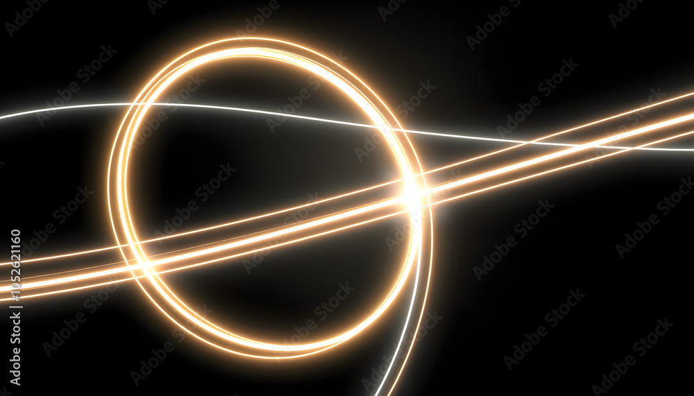 Canvas Prints abstract glowing neon lines creating a circular shape, digital graphic style, on a dark background, 