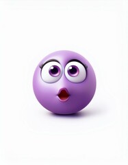 Fototapeta premium Purple emoji with surprised look