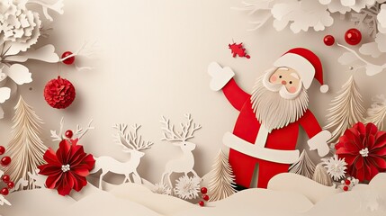 Santa and reindeer paper cut outs