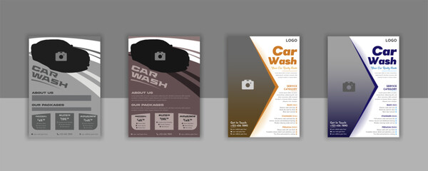 Car wash professional, servicing, rent, repair, maintenance, unique, vehicle, vector, photoshop, ai, discount, transport, wax, detailing, shine, clean, a4 print ready eps file template.