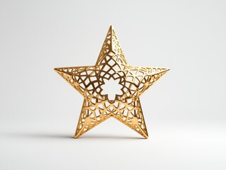 Obraz premium a gold Christmas star ornament, with a hollow design, isolated on a white background.