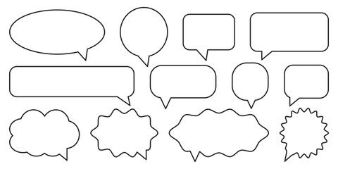 Fototapeta premium Collection of Line Icons of Speech Bubble. Editable Stroke. Minimalistic Linear Pictogram for Design of Cards, Apps, Banners, Posts