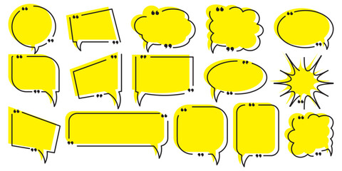 Obraz premium Quote box frame set. Texting quote boxes. Templates of texting black line quote frames for definition, remark, and citation design. Vector illustration. Tex border collection. 