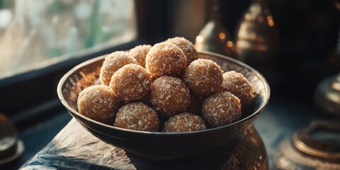 Golden Cinnamon Balls in a Bowl