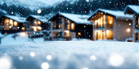 Fototapeta premium Enchanting winter village under a snowy sky