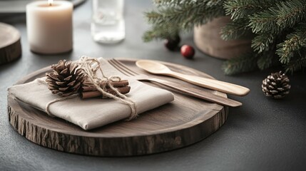 Rustic elegance a high-fidelity christmas table setting