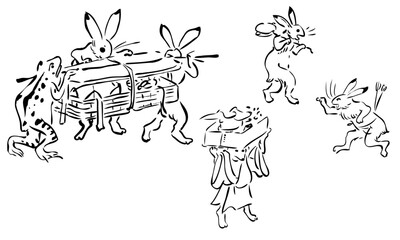 鳥獣戯画　ウサギとカエル