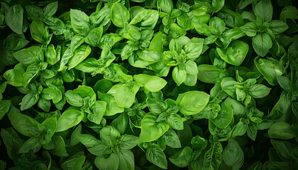 Obraz premium basil plants flower garden showing green leaf texture viewed natural beauty unfolding slowly outside today