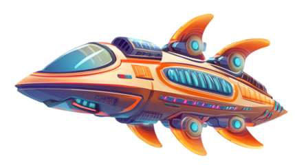 Alien Spaceship Illustration on White Background,