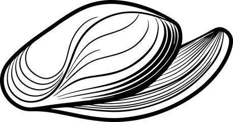 Artistic Line Drawing of Mussels Vector Illustration for Sea Life Lovers