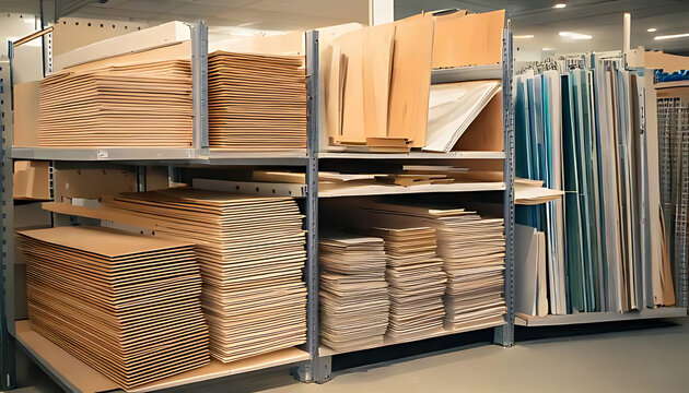 drywall wallboards stacked near hardware supplies shelf local store