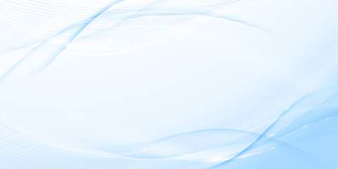 Subtle blue soft smooth lines with bokeh scattered shimmer abstract background. Modern certificate layout or advertising backdrop. Vector illustration