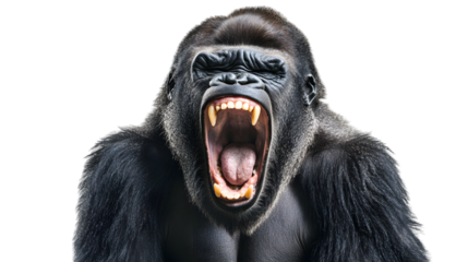 Angry Gorilla on White Background,