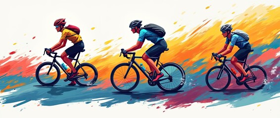 Fototapeta premium colorful abstract illustration of road cycling sports race on the road