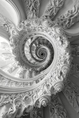 Stunning spiral staircase with intricate designs located in an ornate building during daylight