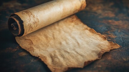 A vintage scroll resting on weathered parchment