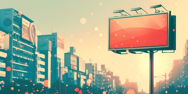 billboard in urban setting with sunset glow and vibrant atmosphere