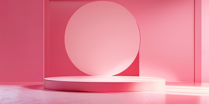 minimalist geometric design with pink circular platform and background