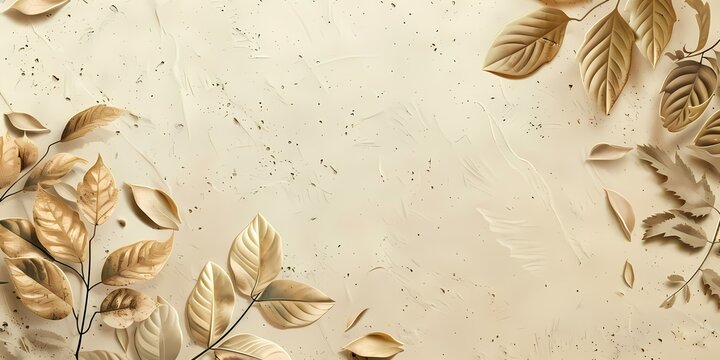 minimal autumn background with dried leaves and soft texture