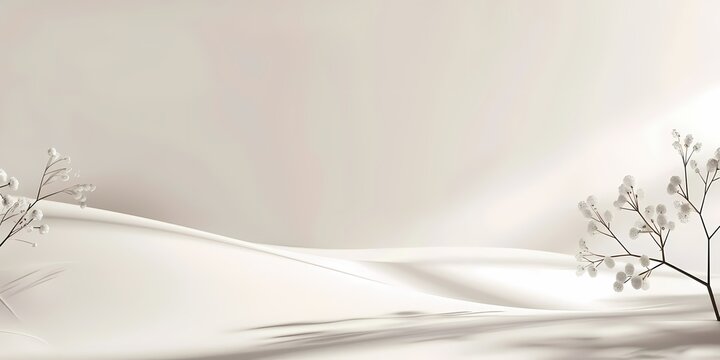 minimal winter landscape with white flowers and soft texture