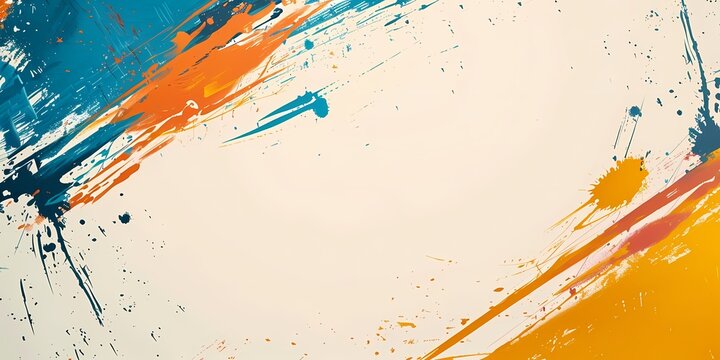 abstract paint splash in orange and blue colors on a textured background