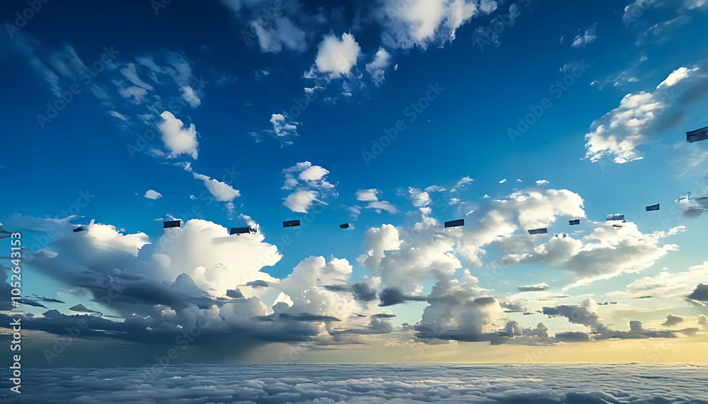 Wall mural large clouds form backdrop stunning views sky banners various sizes across daily